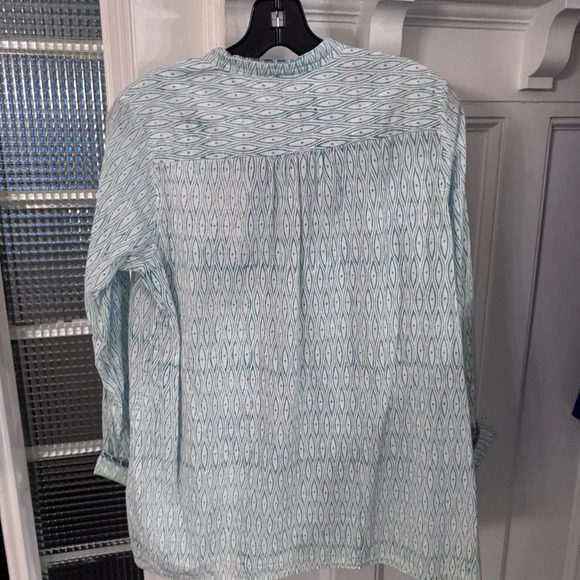 ROBERTA ROLLER RABBIT Women's Button Front Pullover Shirt Sz S Green & White NEW - Picture 5 of 9